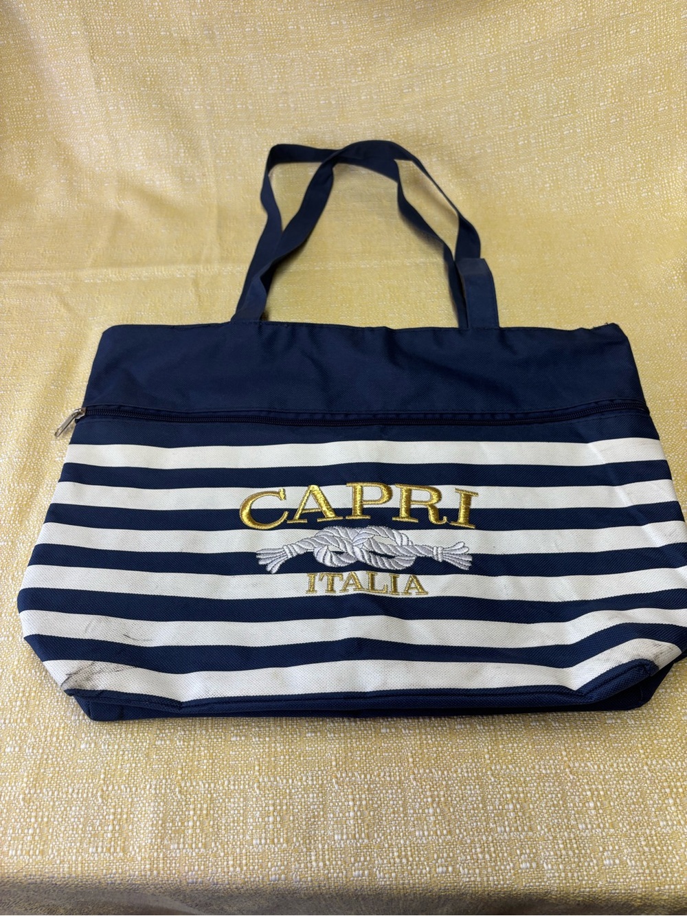 Navy & White Striped Tote Bag